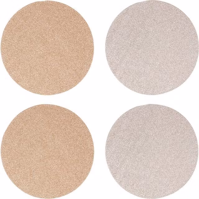 Orsina Set of 4 Reversible Round Faux Leather Glitter Placemats in Gold and Silver
