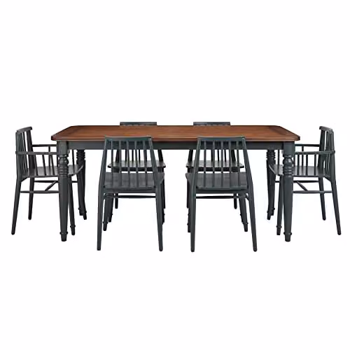 Statement Furniture Queensbury 8 Seater Wooden Dining Table with Oak Top in Bottle Green, W/D/H: 180 x 91 x 78 cm – 3