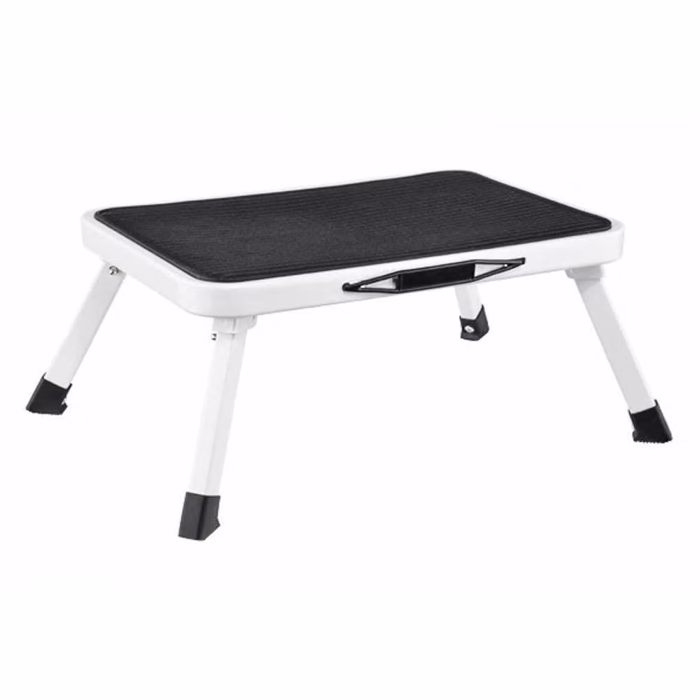 PAWNORA White Folding Step Stool for Home and Kitchen with 150kg Capacity