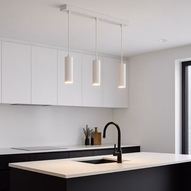 CGC Christine White Triple Suspended Slim Cylinder Ceiling Light in Aluminium