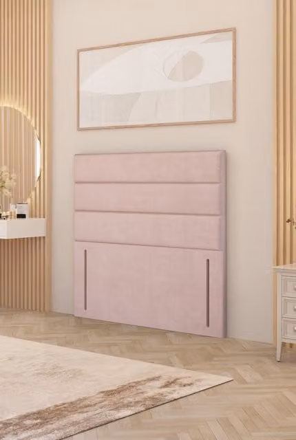 Somnior Chambery King Size Floor Standing Divan Headboard in Pink Plush Velvet