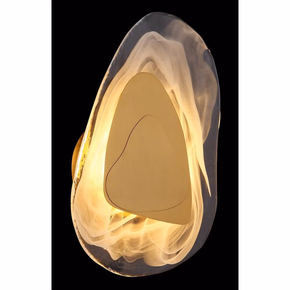 Netlighting Dorsey Wall Lamp in Gold and Brass with Transparent Glass Shade and Warm White LED 3000K – 2