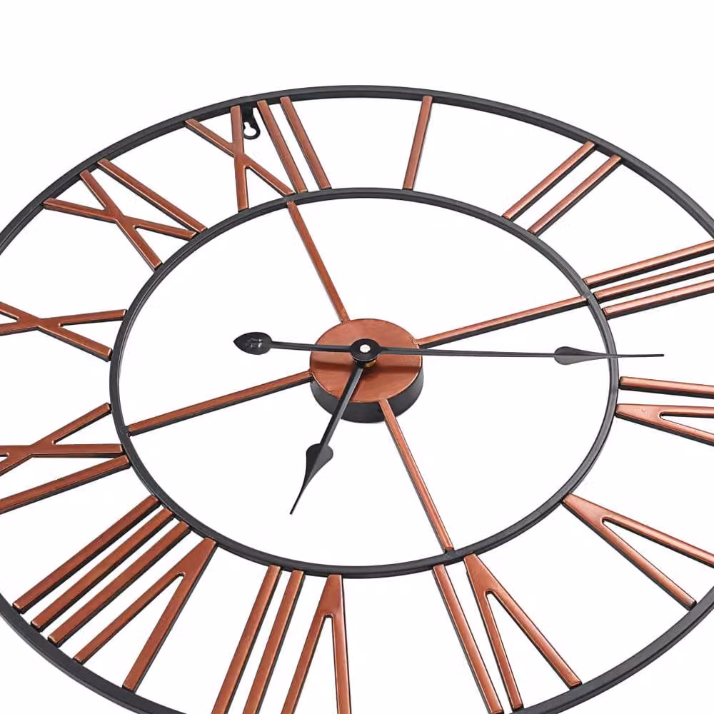 Berkfield Home Round Metal Analog Quartz Wall Clock in Red and Black, Diameter: 58 cm – 4