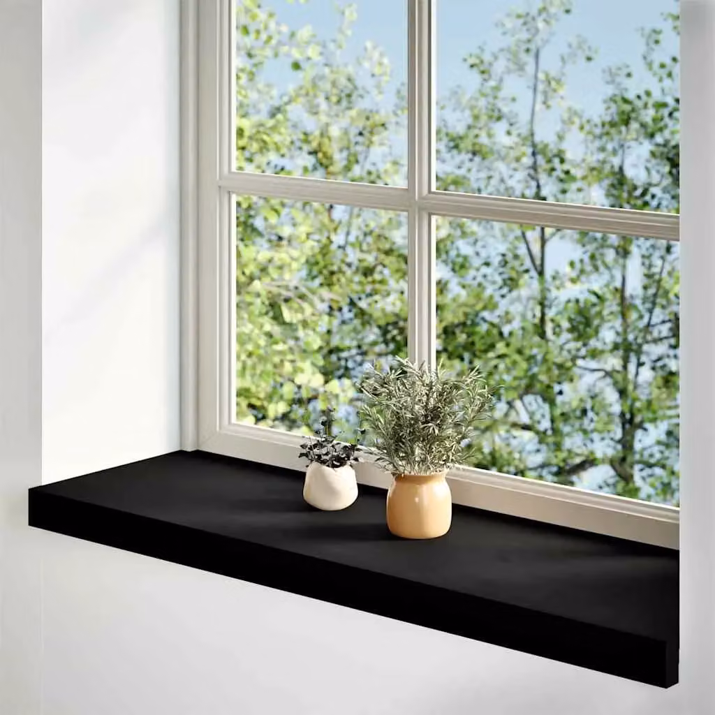 Berkfield Home Solid Oak Wood Window Sills, 2 Pieces, Dark Brown, W/D/H: 90 x 30 x 2 cm – 2