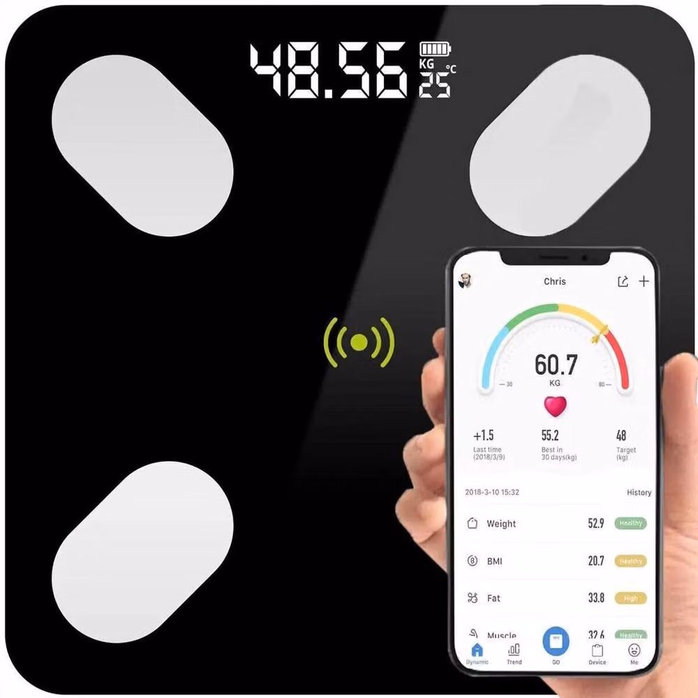 KORVIXA Bluetooth Smart Body Fat Scale with BMI Digital Display in Black – 3