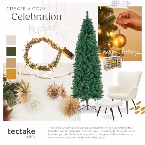 tectake Artificial Christmas Tree in Green with Lifelike Needles and Metal Stand, Height: 150 cm – 6