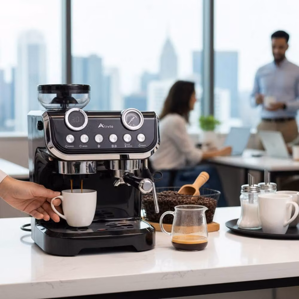 Alivio 2L Bean to Cup Coffee Machine, 1450W Automatic Espresso Maker with Grinder, Milk Frother and Steam Wand, Black – 12