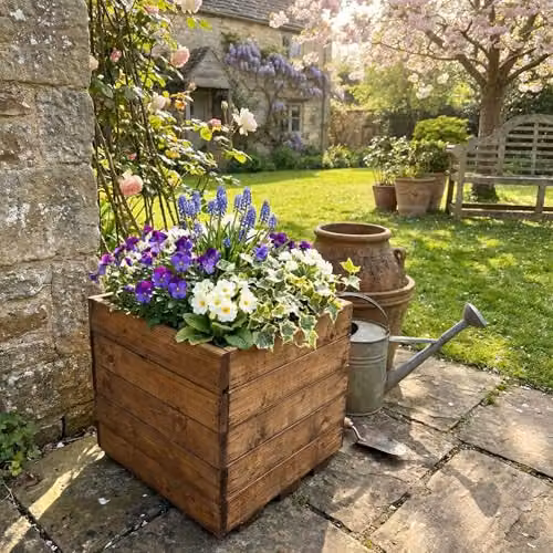 Charles Taylor HB108 Berwick Large Open Planter Tub, Brown, W: 39.0 cm, D: 37.0 cm, H: 39.0 cm