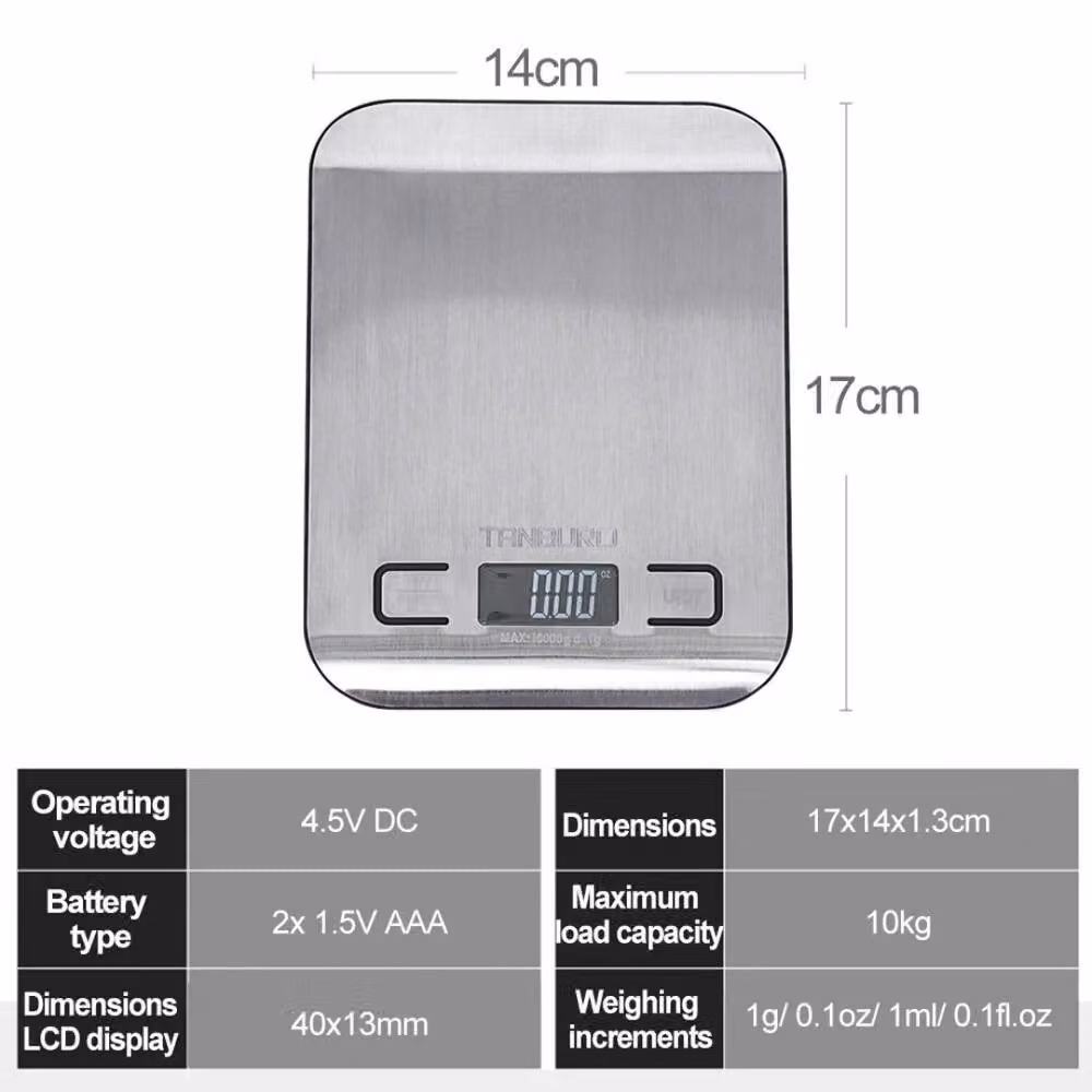 Kelvenix Digital LCD Kitchen Food Scale, 10kg Capacity with 1g Precision in Silver – 2