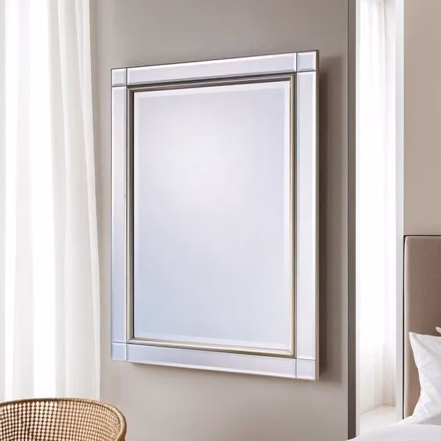 Yearn Venetian Champagne Bevelled Rectangular Wall Mirror, W: 136 cm, H: 105.5 cm