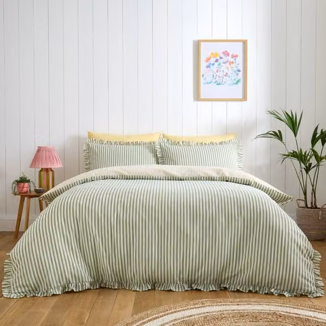 Divante Green Striped Country House Duvet Cover, 200 x 200 cm