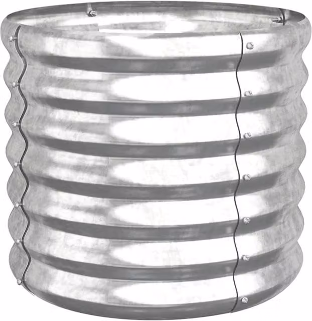 Berkfield Home Silver Powder-coated Steel Garden Planter Tub W/D/H: 40 x 40 x 36 cm – 1