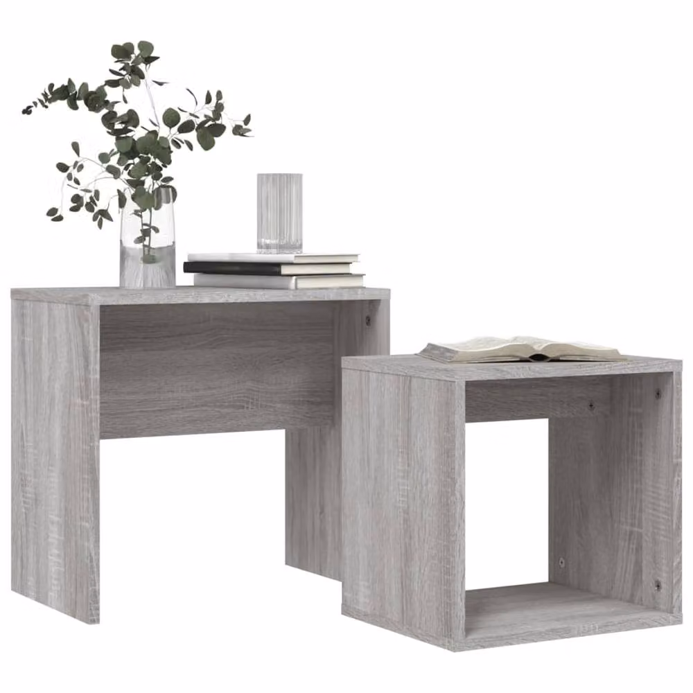 Berkfield Home Nesting Coffee Tables, 2 Piece Set in Grey Sonoma Engineered Wood – 3