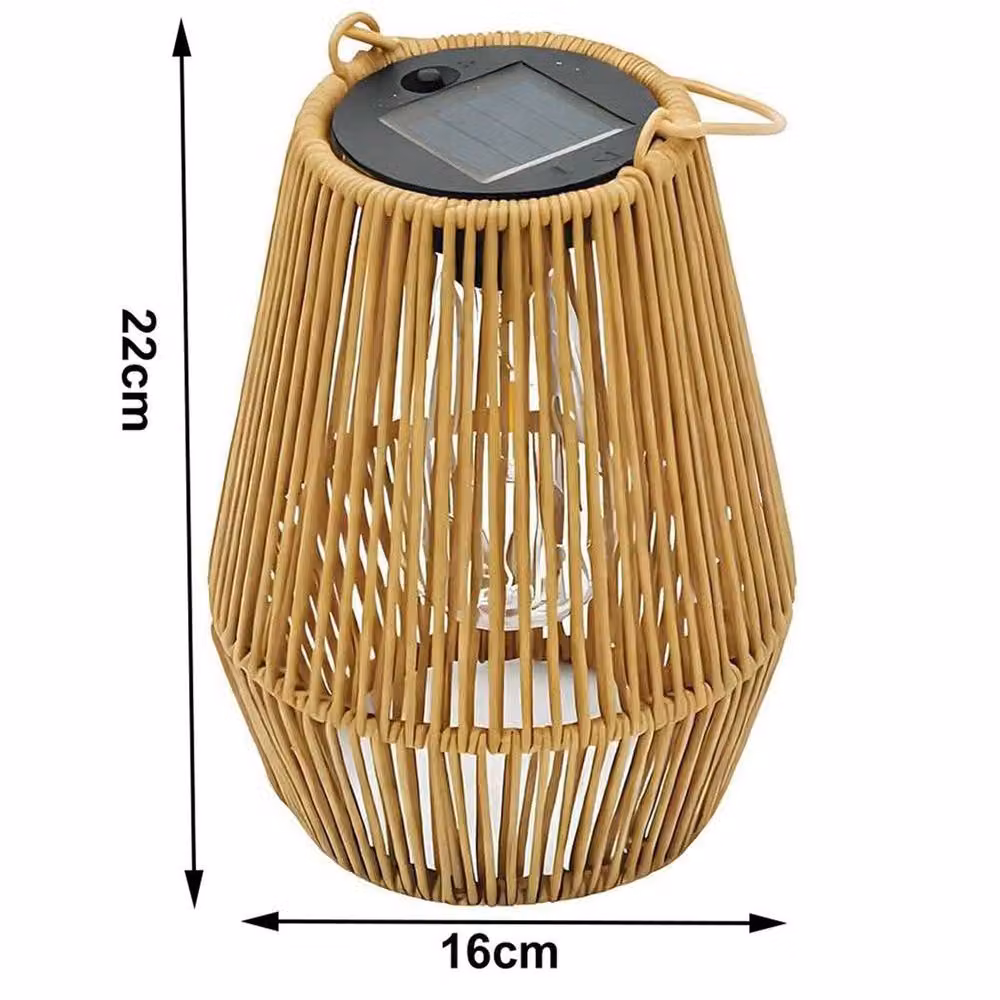 Nordara Set of 2 Solar Rattan Hanging LED Lanterns in Brown with Warm White Light and Dusk Sensor, IP44 Rated – 2
