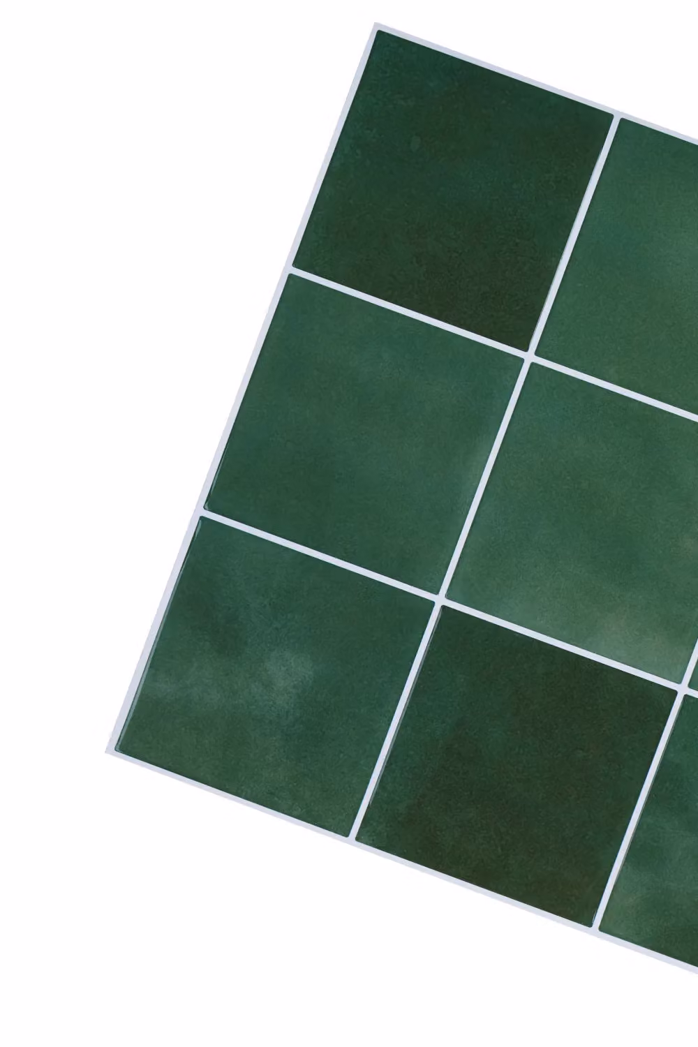 Living and Home Set of 10 Self-adhesive Geometric 9-grid Square Wall Tile Stickers in Green – 5
