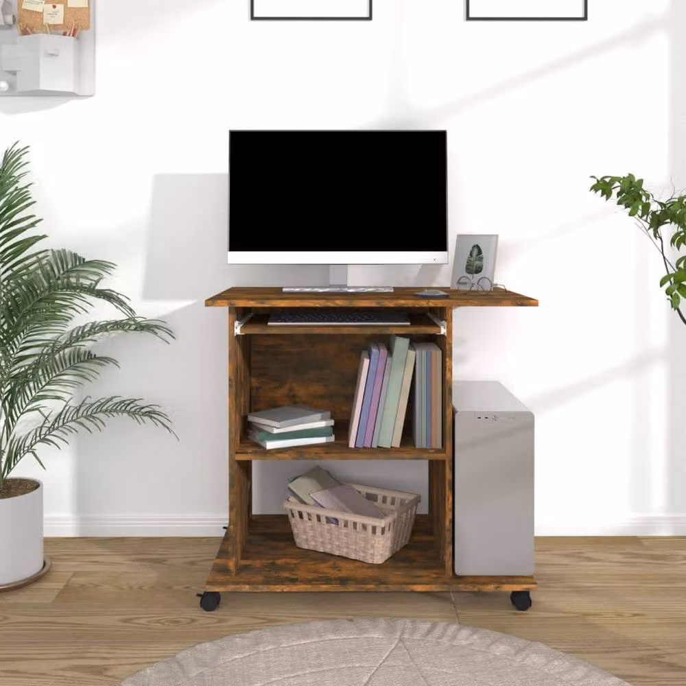 Berkfield Home Computer Desk in Smoked Oak Brown, W/D/H: 80 x 50 x 75 cm – 2