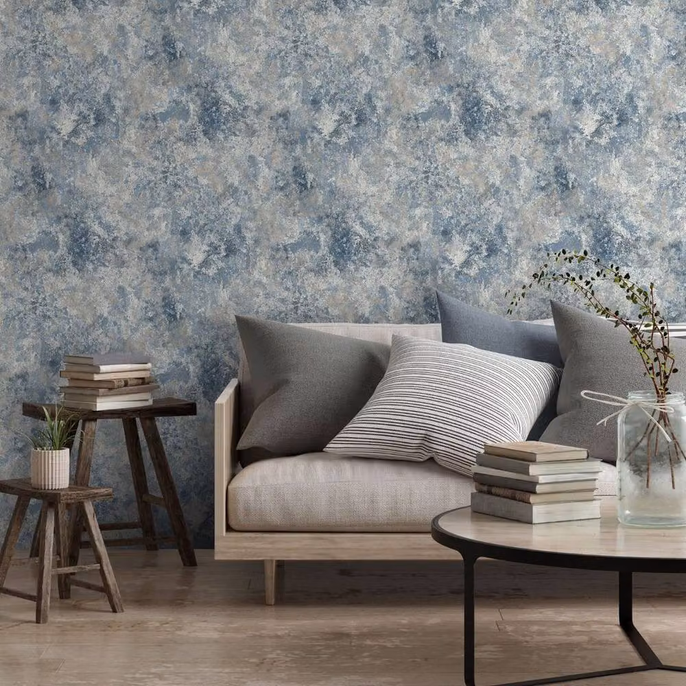 Muriva Perico Stone Textured Abstract Wallpaper in Blue – 2
