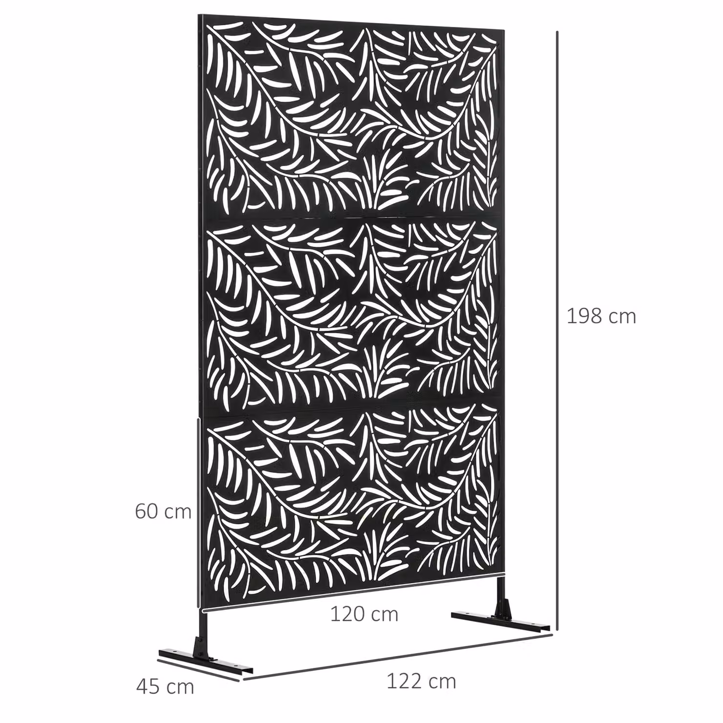 Outsunny Black Metal Outdoor Privacy Screen with Stand and Ground Stakes – 3
