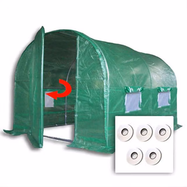 Pro Plus Reinforced Walk In Poly Tunnel Green House with Tape Kit by Crocodile Trading Ltd, Green