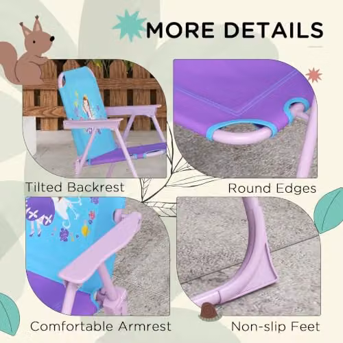 Outsunny Childrens Blue Table and Chair Set for Garden and Indoor Use – 4