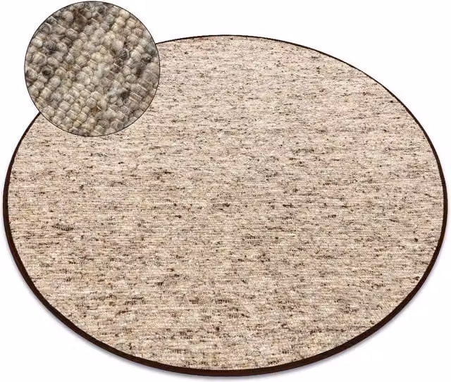 RugsX Nepal Round Woven Wool Rug in Beige, Diameter: 120 cm