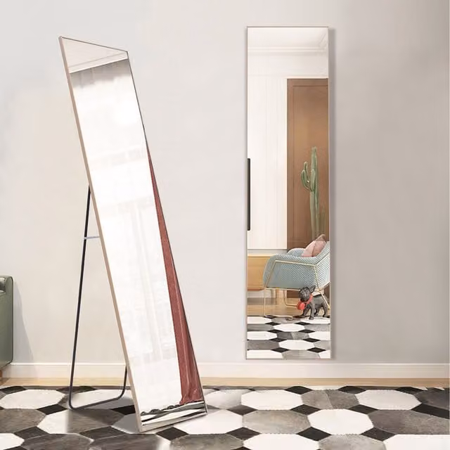 Livingandhome Modern Rectangular Full Length Dressing Mirror in Gold