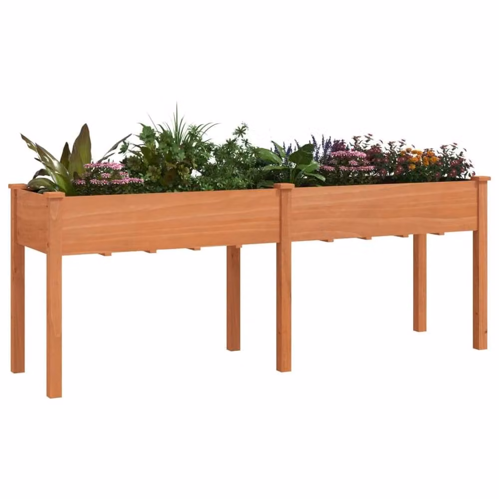 Berkfield Home Brown Solid Wood Fir Planter with Liner W: 203 cm, D: 53 cm, H: 76 cm – 3