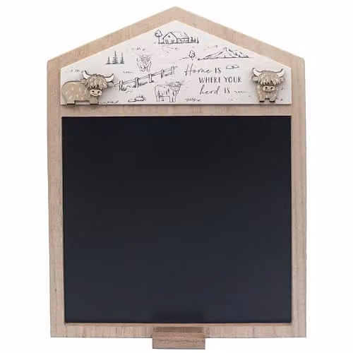 Lesser & Pavey Highland Cow Brown Wooden Tabletop Blackboard – 1