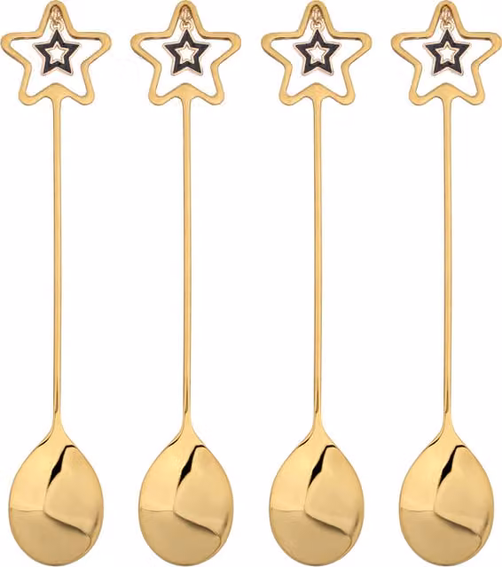 Glim & Glam 4-Piece Gold Coated Stainless Steel Teaspoon Set