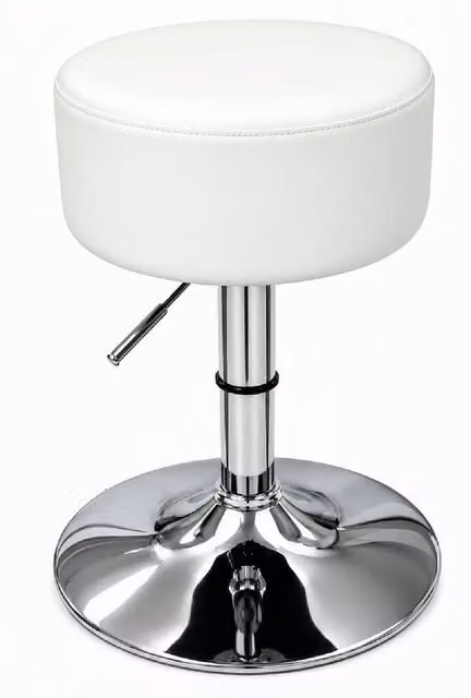 netfurniture Low Small Bar Stool with White Padded Seat and Metal Frame