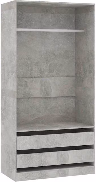 Berkfield Home Modern Grey Wardrobe with Integrated Drawers and Hanging Rod, W/D/H: 100 x 50 x 200 cm – 1