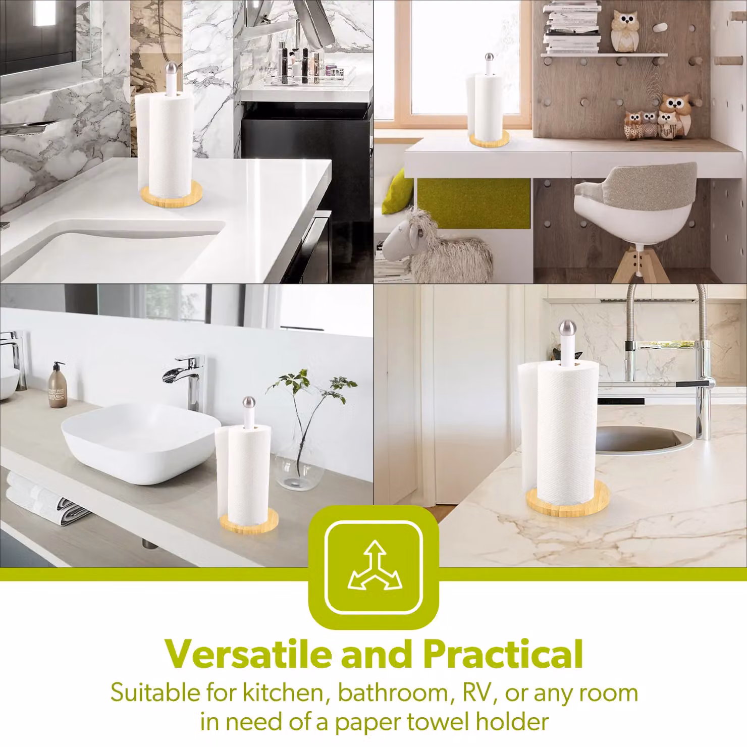 Royalford Free-Standing Non-Slip Paper Towel Holder in White – 2