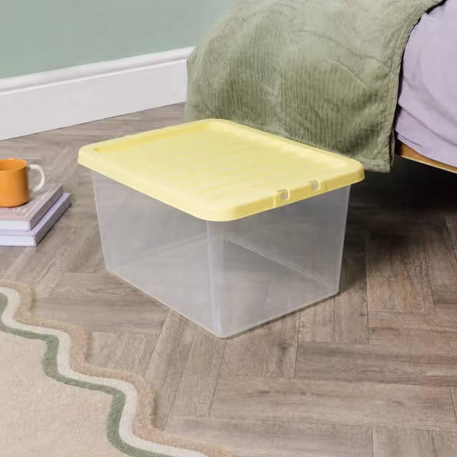 Wham Crystal Stackable Plastic Storage Box with Lid, Yellow