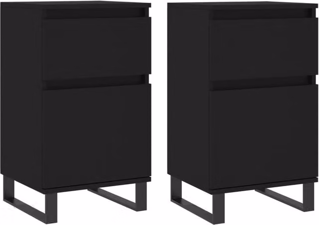 Berkfield Home Set of 2 Black Classic Sideboards in Engineered Wood W/D/H: 40 x 35 x 70 cm – 1