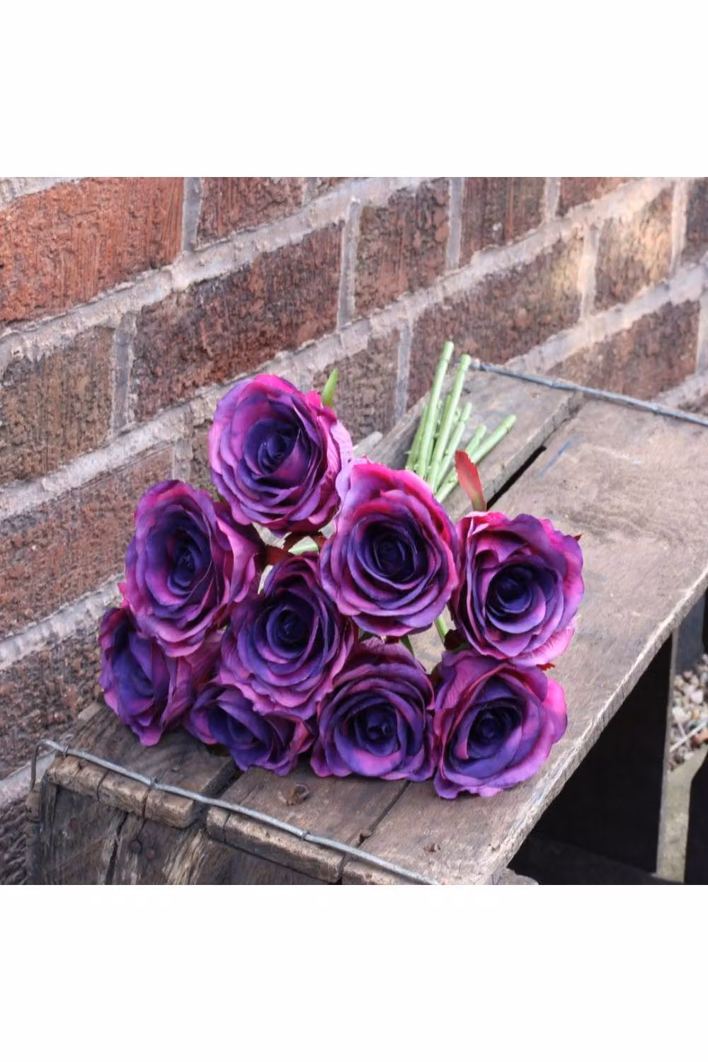KDMD Dark Purple Artificial Rose Bundle Tabletop Floral Arrangement – 2