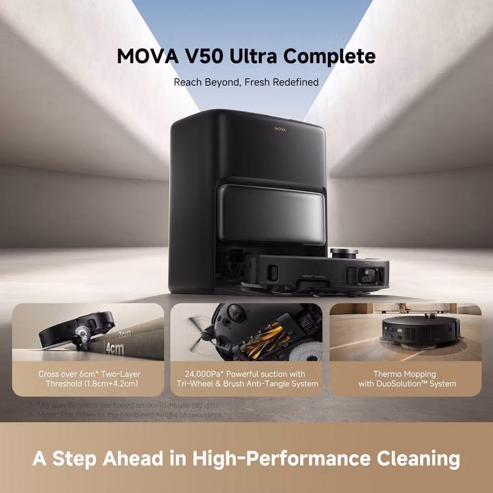 Mova V50 Ultra Complete Robot Vacuum Cleaner and Mop, 24000Pa, Black – 2
