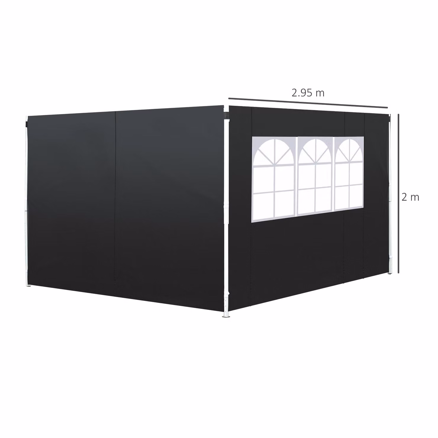 Outsunny Replacement Gazebo Side Wall Panels with Window, Black – 3