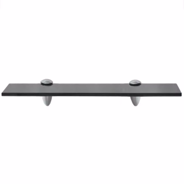 Berkfield Home Modern Floating Glass Shelves, 2 Pack, Black, W: 40 cm, D: 20 cm