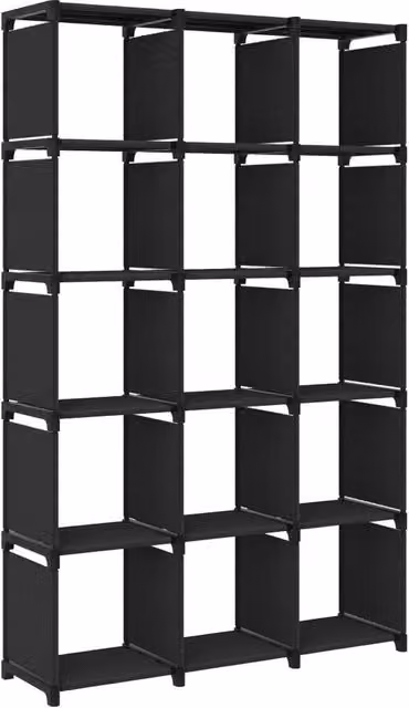Berkfield Home 15-Cube Display Shelf in Black, W/D/H: 103 x 30 x 175.5 cm