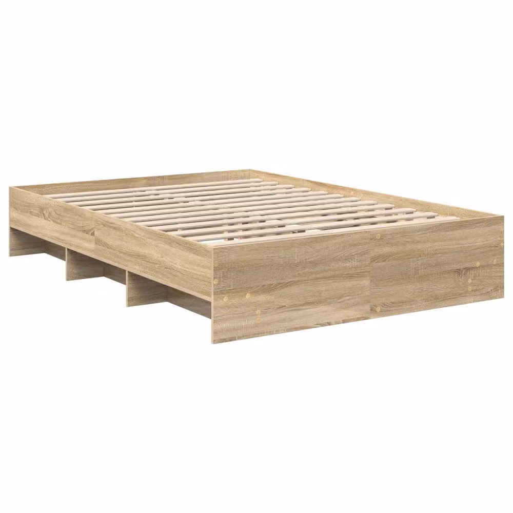 Berkfield Home Sonoma Oak Bed Frame in Brown, Engineered Wood, 140 x 200 cm – 2