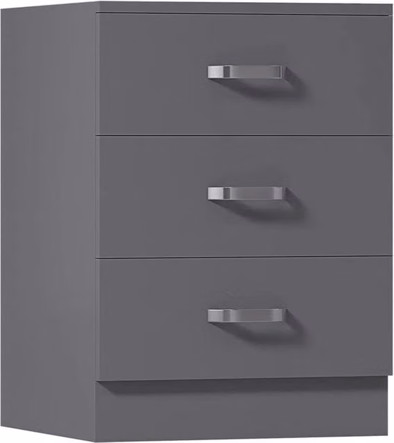 FORGEVIO Matt Grey 3 Drawer Metal Chest of Drawers