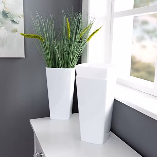 Wham Studio Set of 3 Square Plastic Planters in White, Height: 16 cm – 3