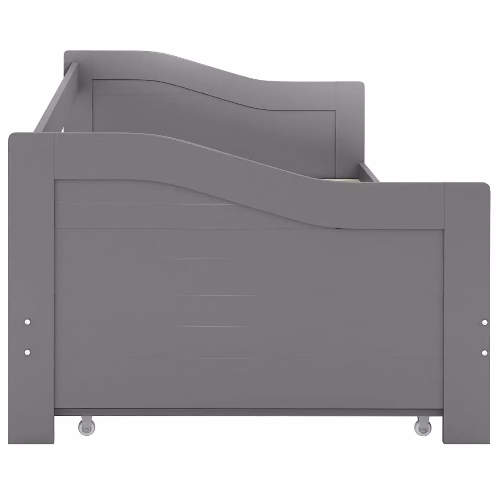 Berkfield Home Modern Grey Pull-out Sofa Bed Frame in Solid Pine Wood, W/D/H: 90 x 200 cm – 4