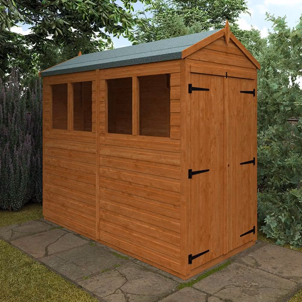 Buttercup Farm 8x4 Flex Apex Double Door Wood Play House in Burnt Orange, W: 115 cm, H: 209 cm, L: 238.8 cm – 2