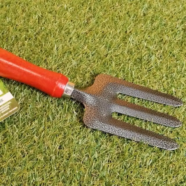 Garden Mile Wooden Handheld Garden Fork in Grey and Red