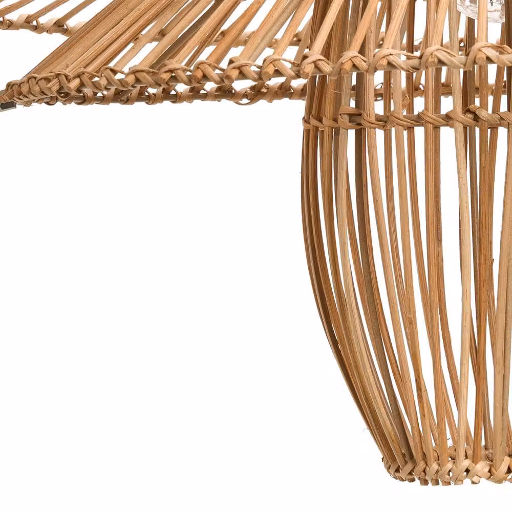 Wyld and Coco Natural Brown Rattan and Metal Round Pendant Lamp – 3