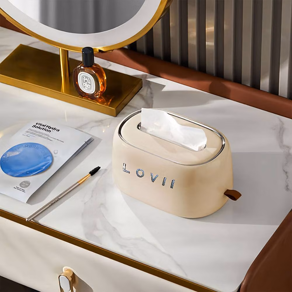 Lovii Signature Freestanding Tissue Box in Beige – 2