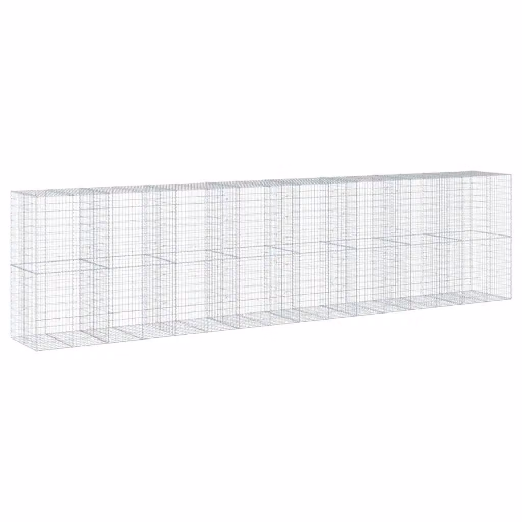Berkfield Home Silver Galvanised Steel Gabion Basket with Cover, W/D/H: 800 x 100 x 200 cm – 2