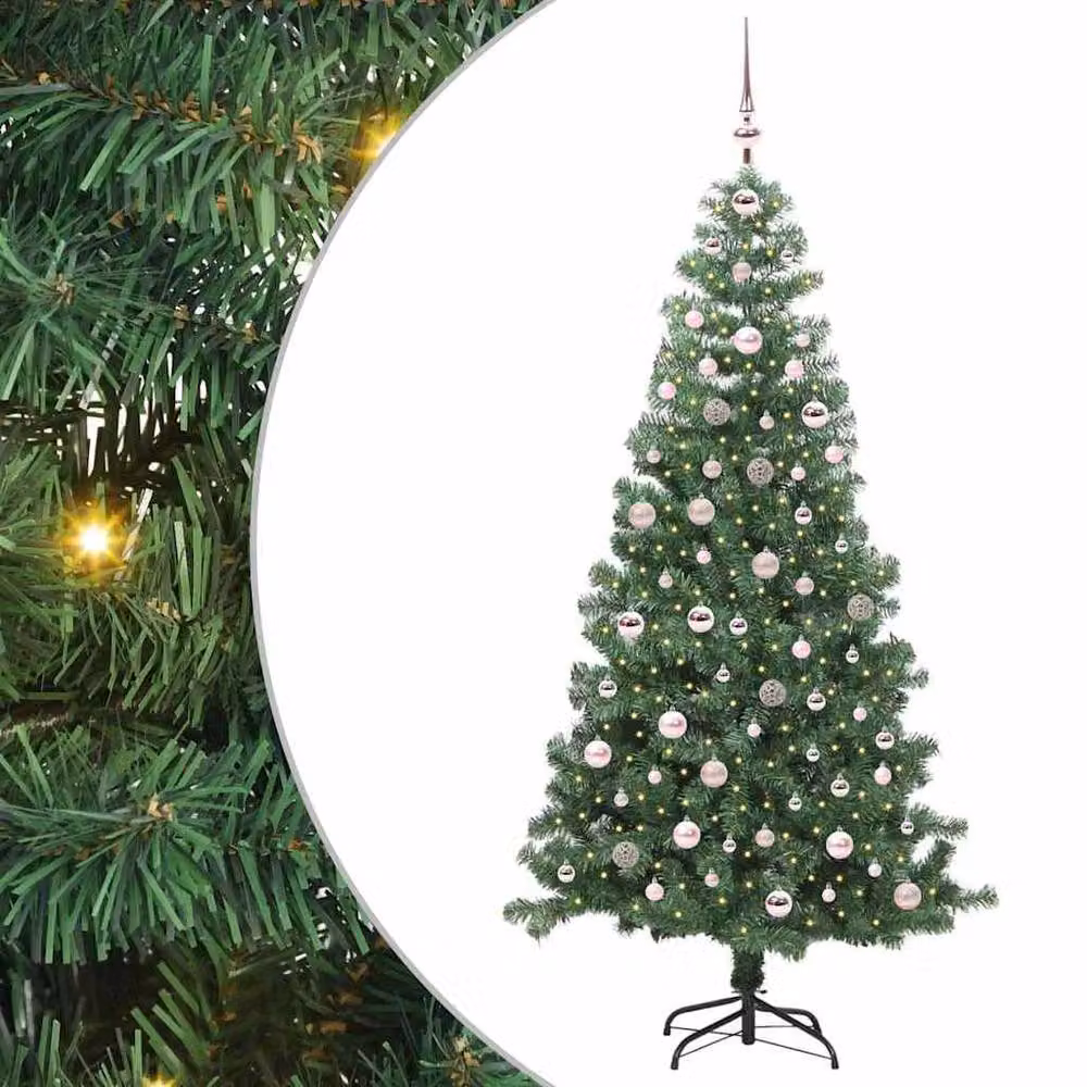 Berkfield Home Green PVC Christmas Tree with 300 LEDs and Stand, Height: 240 cm – 2