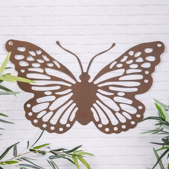 Annibells Large Rustic Brown Metal Butterfly Garden Wall Plaque